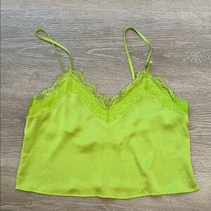 Vibrant Yellow Green Sleeveless Crop Camisole